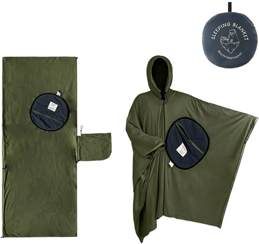 Wearable Cloak Sleeping Bag Multi-Purpose Portable Warming Sleeping Bag -Weight Fleece Sleeping Bag for Winter Camping Travel Hiking