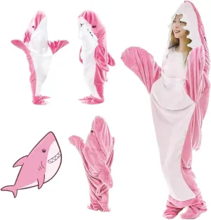 Wearable Shark Blanket Hoodie Onesie, Blanket Shark Hoodie Soft Shark Onesie Hoodie, Wearable Shark Sleeping Bag for Adult