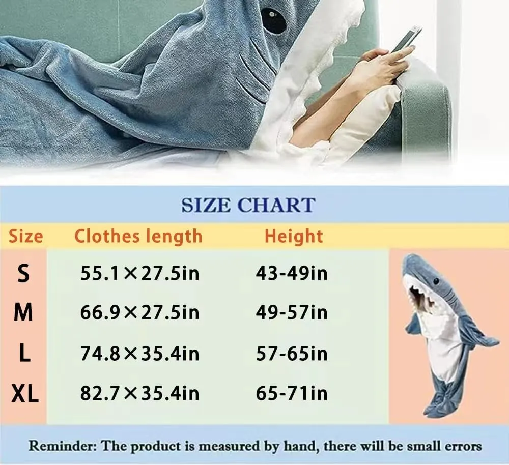 Wearable Shark Blanket Hoodie Onesie, Blanket Shark Hoodie Soft Shark Onesie Hoodie, Wearable Shark Sleeping Bag for Adult