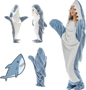 Wearable Shark Blanket Hoodie Onesie, Blanket Shark Hoodie Soft Shark Onesie Hoodie, Wearable Shark Sleeping Bag for Adult