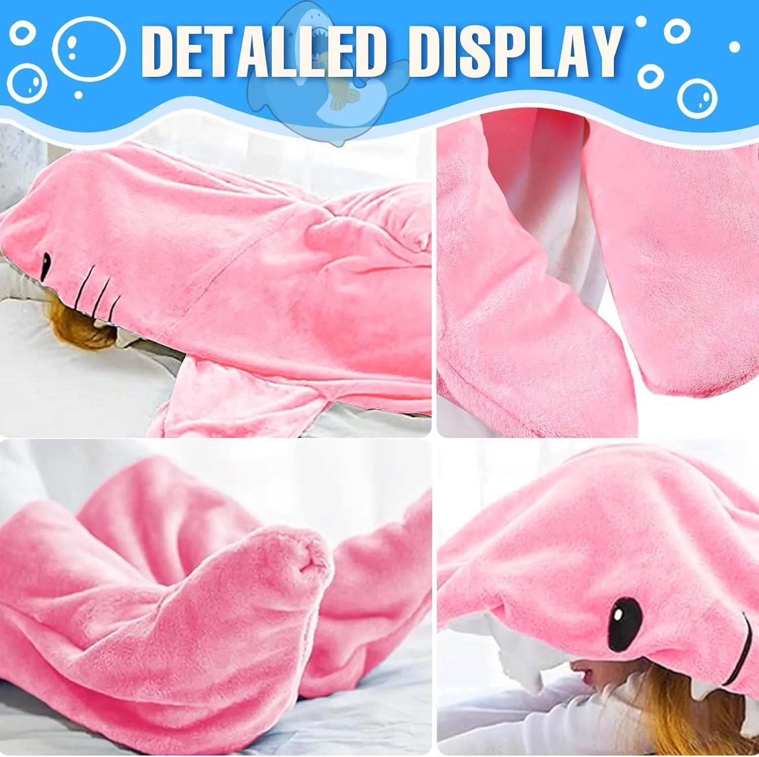 Wearable Shark Blanket Hoodie Onesie, Blanket Shark Hoodie Soft Shark Onesie Hoodie, Wearable Shark Sleeping Bag for Adult