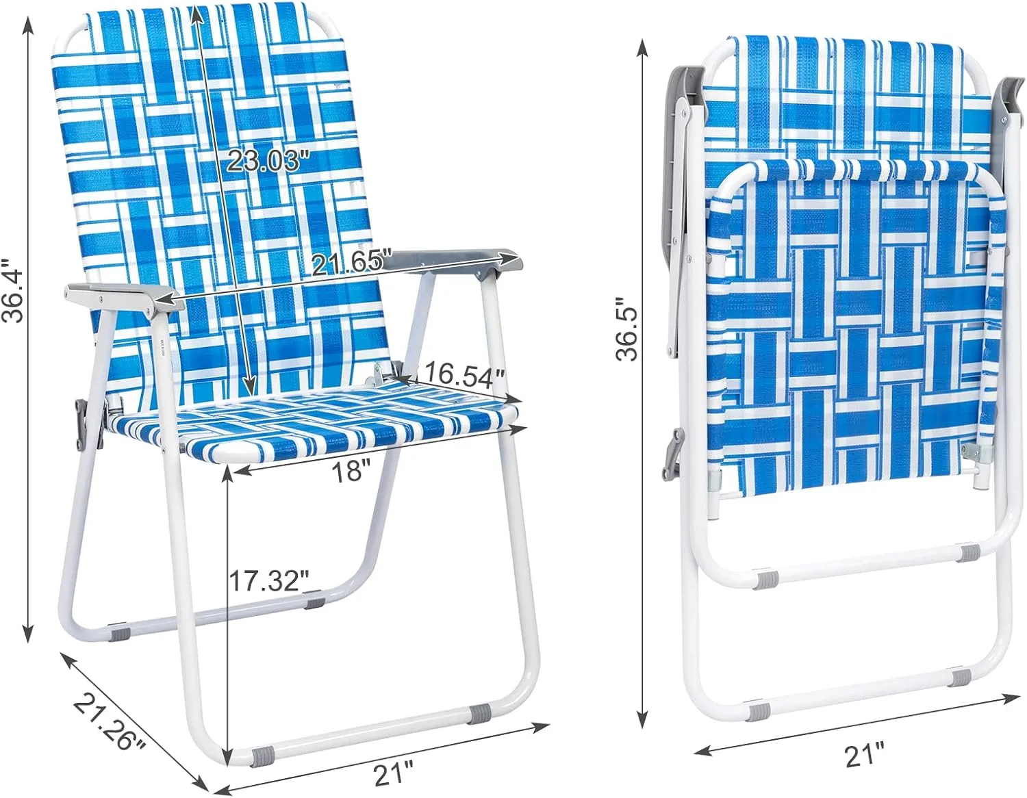 Webbed Patio Lawn Chairs Beach Chairs 2 Packs - Lightweight, Sturdy, Comfortable, Portable, and Stylish Folding Chair for Yard, Garden