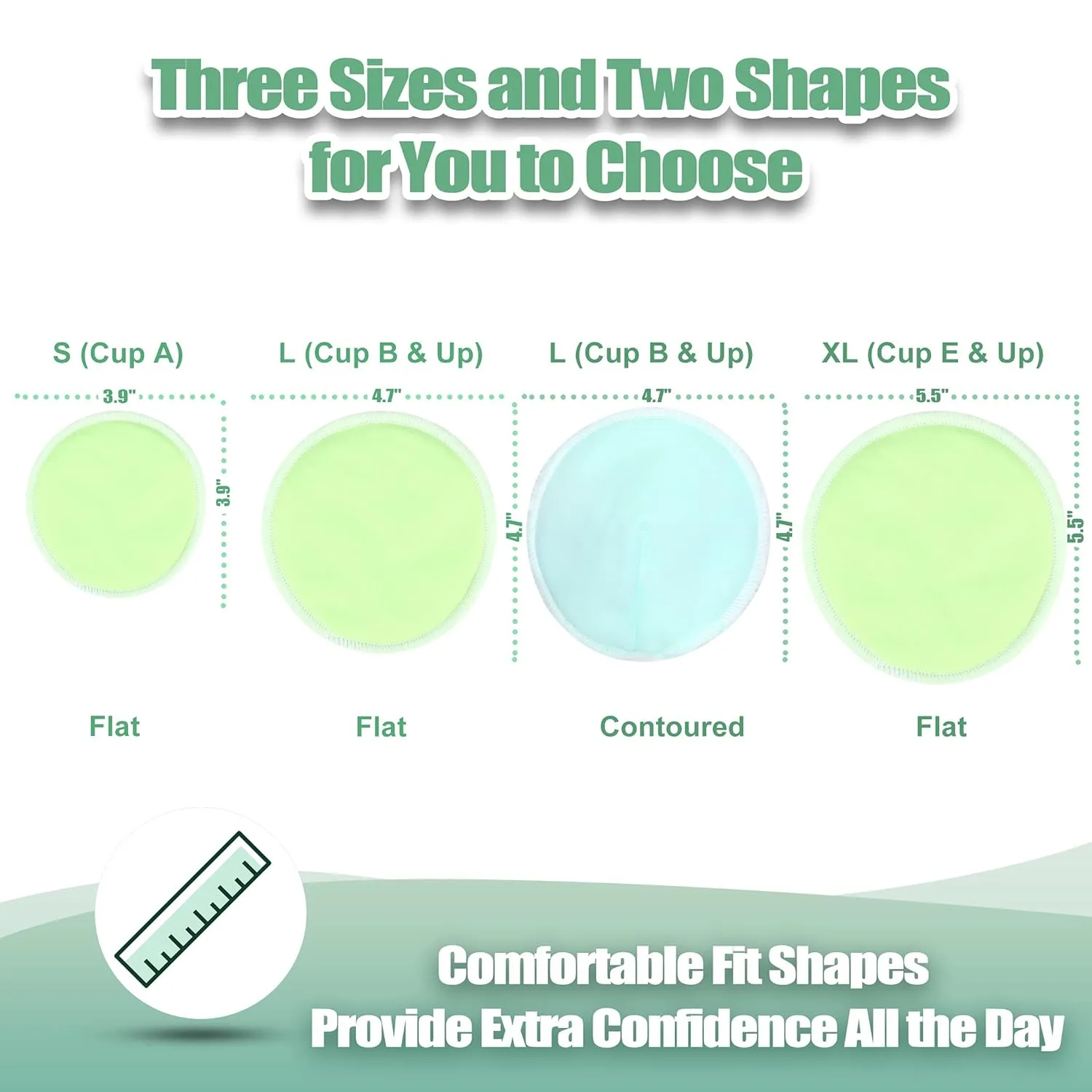 wegreeco Nursing Breast Pads (14 Pack)   Laundry Bag & Travel Storage Bag, 4.7 inch Option - Washable & Reusable Breastfeeding Nursing Pads (Peaceful, Large, Contoured Shape)