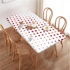 White and Vermilion Tablecloth for Folding Table Classical Pattern Tablecloth Fitted Table Cloth Rectangle Table Geometric Fits up 4 Foot Tables