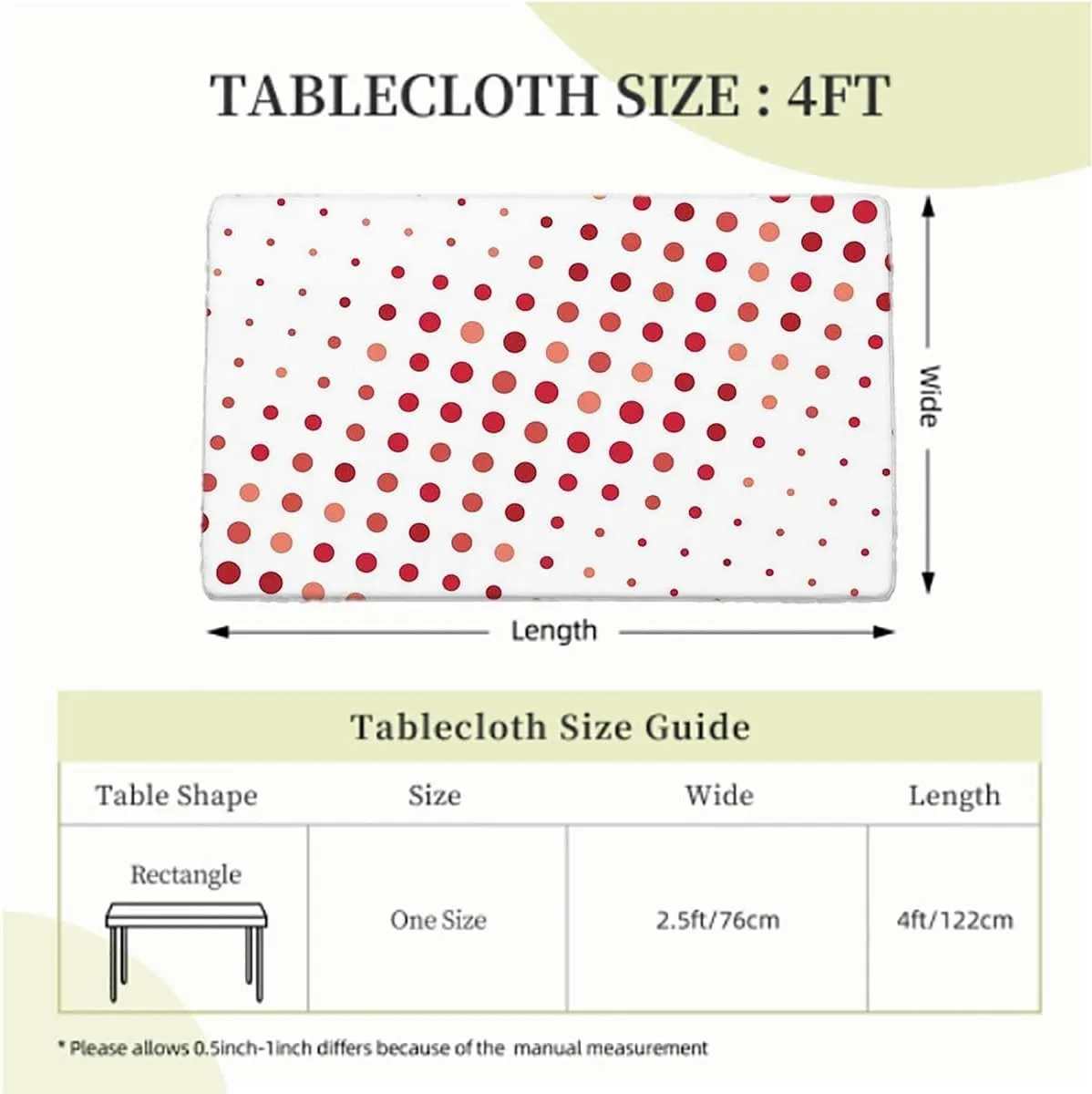 White and Vermilion Tablecloth for Folding Table Classical Pattern Tablecloth Fitted Table Cloth Rectangle Table Geometric Fits up 4 Foot Tables