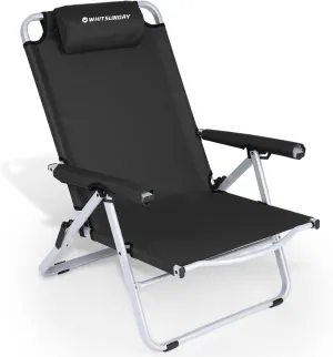 Whitsunday 4-Level Adjustment Chiar Portable Camping Chair Backpacking Chair for Hiking Mountaineering Beach for Hiking Mountaineering Beach-Black