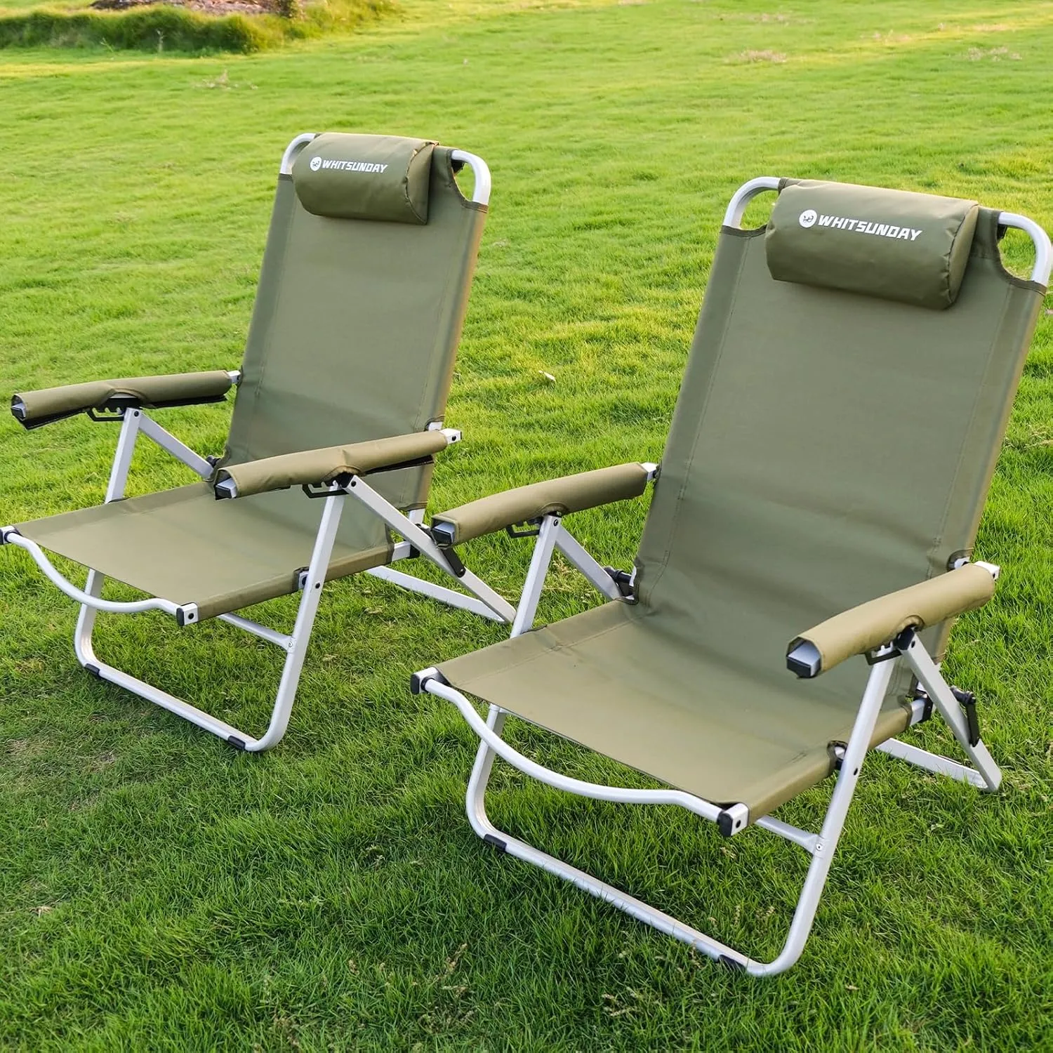 Whitsunday 4-Level Adjustment Chiar Portable Camping Chair Backpacking Chair for Hiking Mountaineering Beach for Hiking Mountaineering Beach-Black