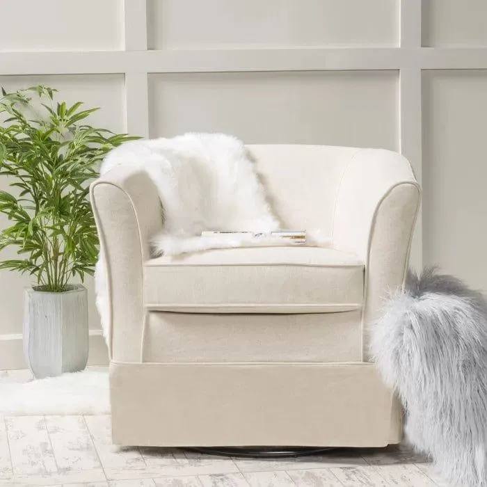 Wide Swivel Slipcovered Tub Chair