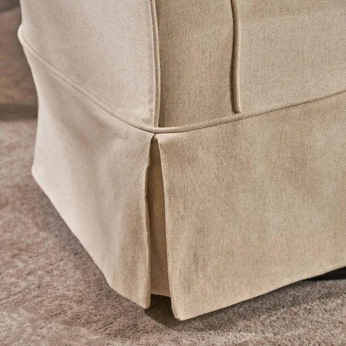 Wide Swivel Slipcovered Tub Chair