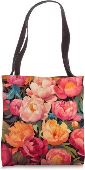 Wildflowers Garden Peony Season Blooms, Peony Floral Designs Tote Bag