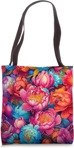 Wildflowers Garden Peony Season Blooms, Peony Floral Designs Tote Bag