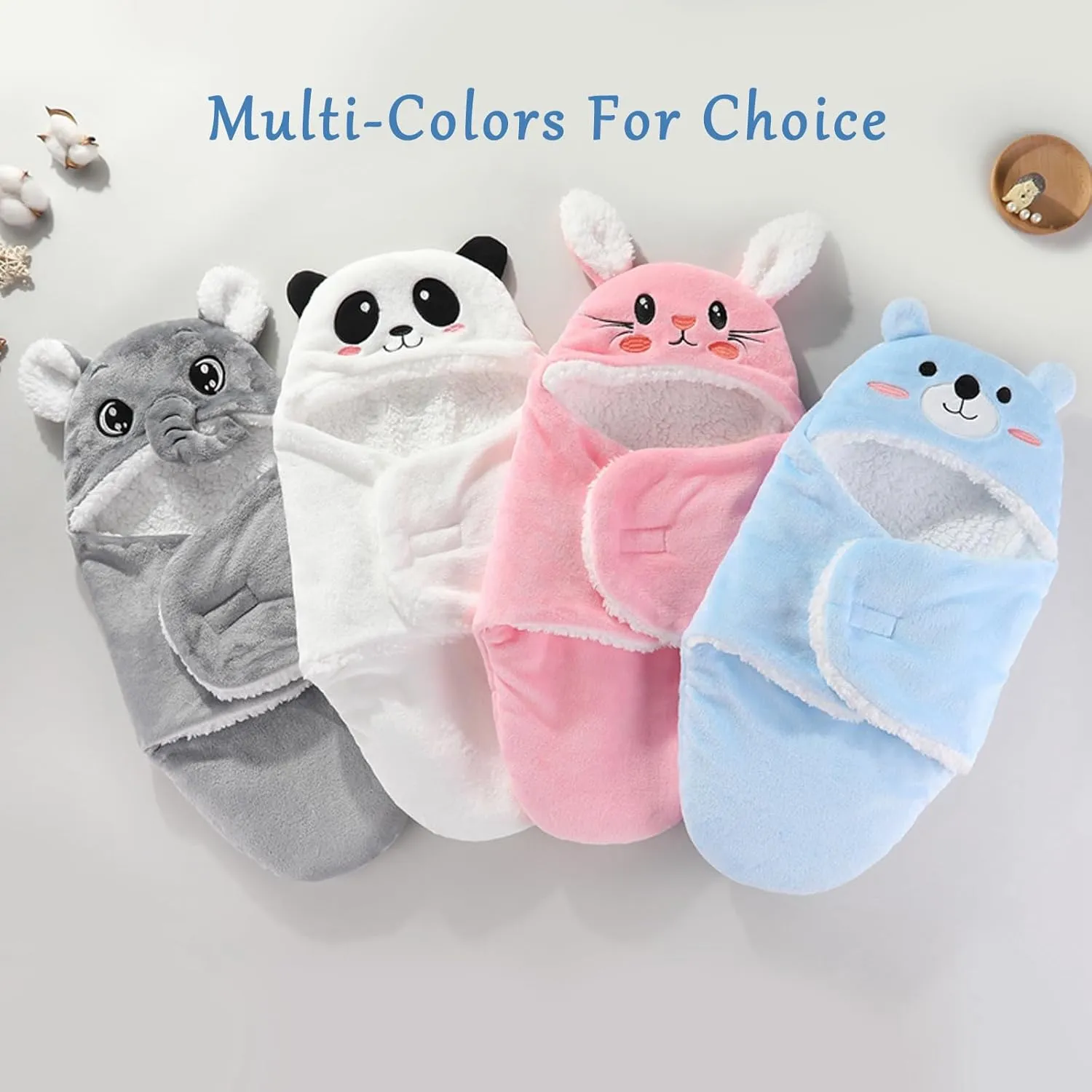 Winmany Baby Hooded Fleece Swaddle Blanket Newborn Fannel Cartoon Receiving Blanket Soft Plush Sleeping Bag Sack Stroller Wrap for Infants Girl Boy 0-6Months (Grey Elephant, 3-6Months)