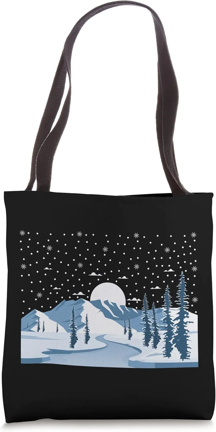 Winter Pine Trees In A Snowstorm Winter Season Snow Lover Tote Bag