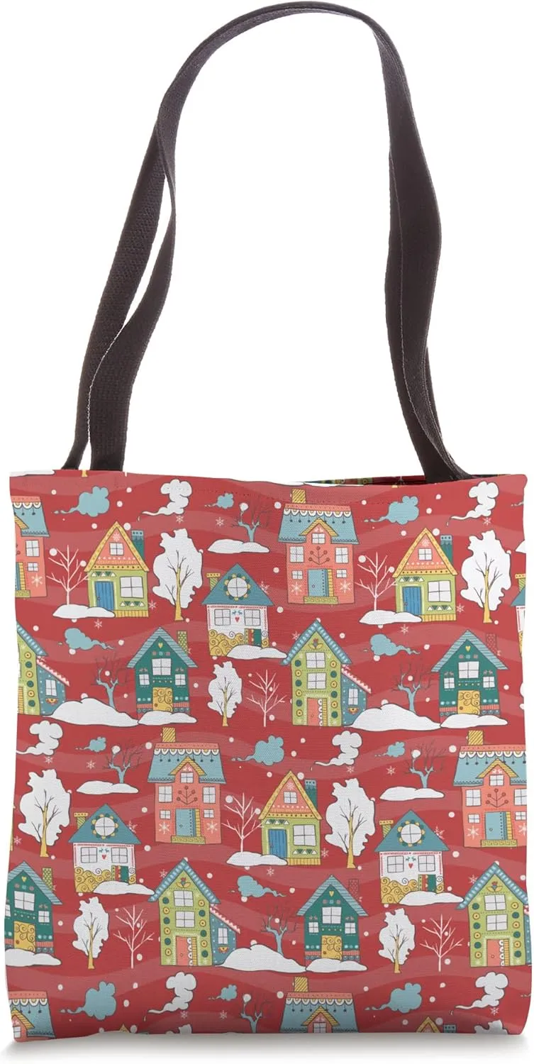 Winter Village Snowfall Christmas Snow Season Tote Bag
