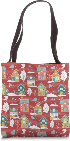 Winter Village Snowfall Christmas Snow Season Tote Bag