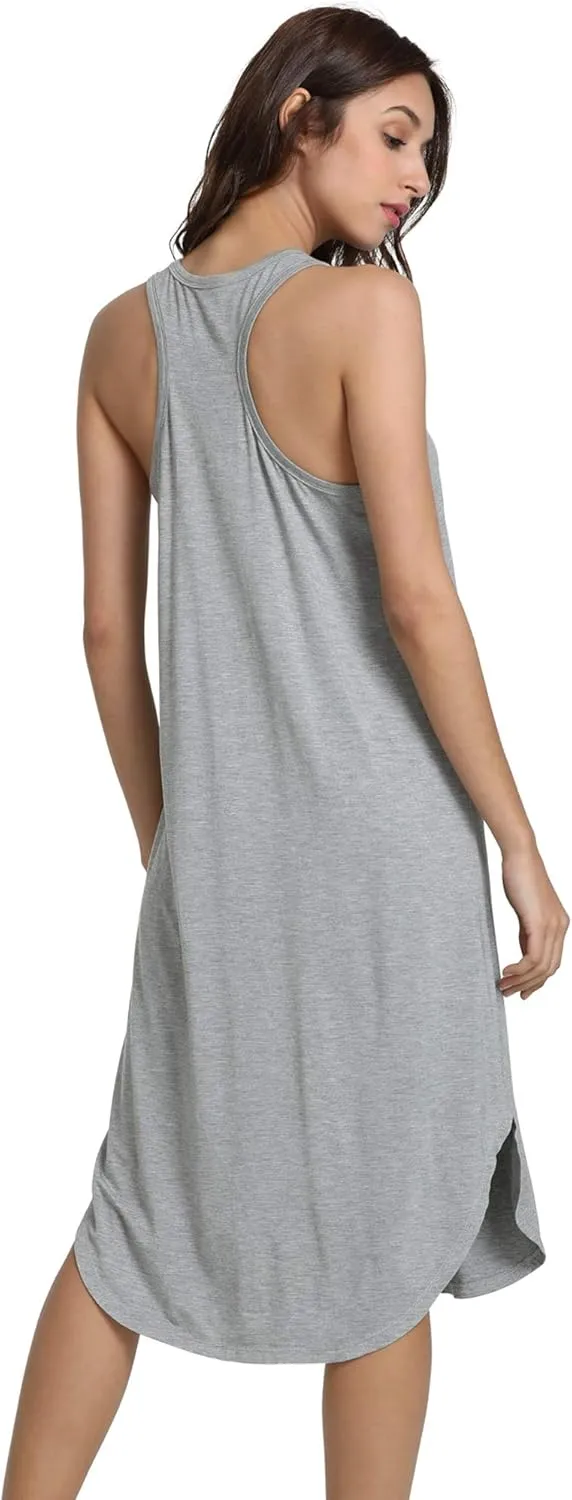 WiWi Soft Nightgowns for Women Sleeveless Racerback Nightgown Plus Size Pajamas Sleepshirts S-4X