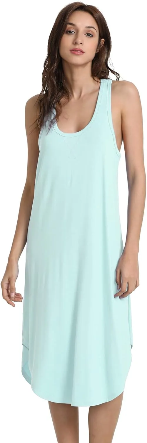 WiWi Soft Nightgowns for Women Sleeveless Racerback Nightgown Plus Size Pajamas Sleepshirts S-4X