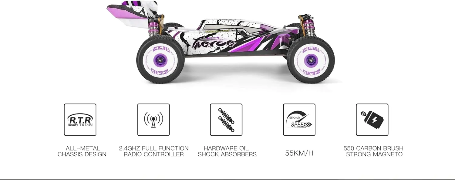 WLtoys XK 124019 V2 1/12 4WD 55km/h High-Speed Off-Road Remote Control Drift Climbing RC Racing Car Adults,Kids Toys (124019 2 * 2200)