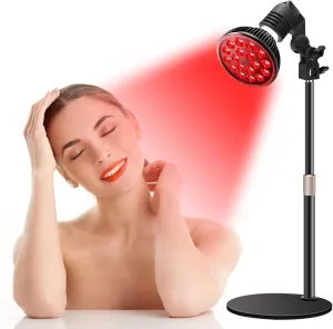 Wolezek Red Light Therapy Lamp - LED Face & Body Treatment, Adjustable Stand 10-16.5in, 18 LEDs 660nm & 850nm Combo