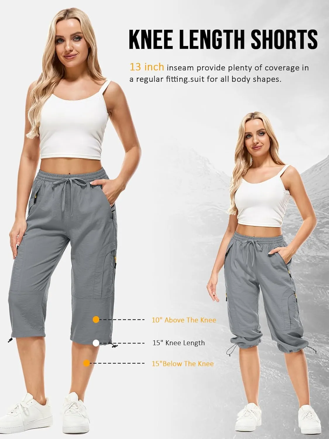 Women's Cargo Capris Pants Casual Hiking Pants Lightweight Quick Dry Travel Summer Pants for Women