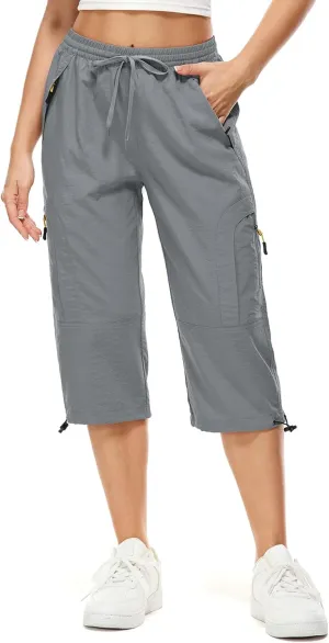 Women's Cargo Capris Pants Casual Hiking Pants Lightweight Quick Dry Travel Summer Pants for Women