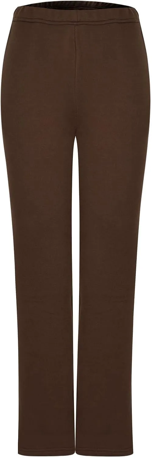 Womens Casual Fall Fleece Sweatpants Trendy Straight Leg Elastic Waist Jogger Pants Workout Athletic Pant Trousers
