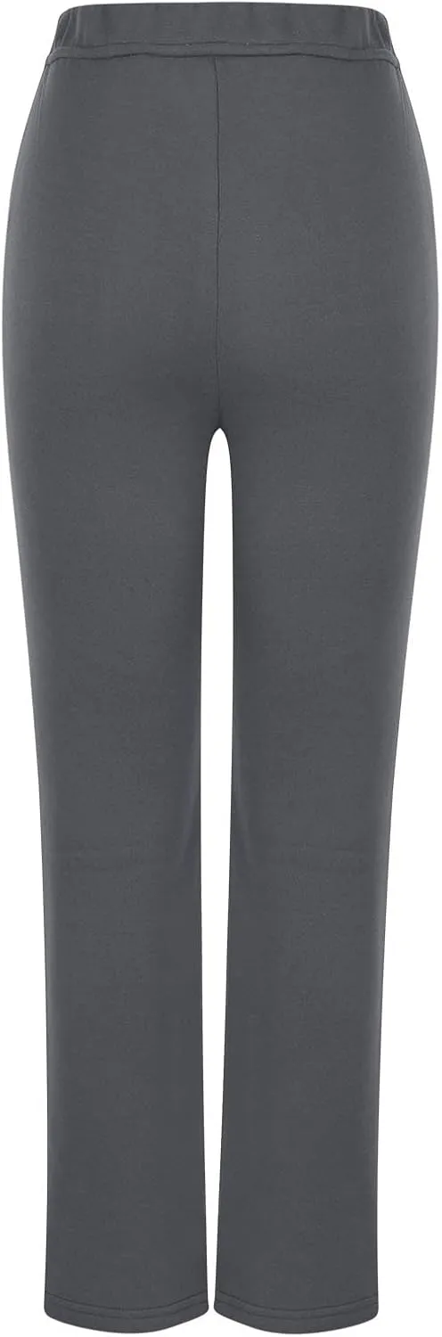 Womens Casual Fall Fleece Sweatpants Trendy Straight Leg Elastic Waist Jogger Pants Workout Athletic Pant Trousers