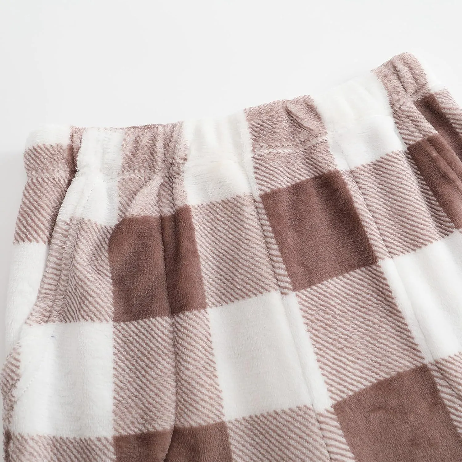 Women's Fuzzy Pajama Pants Soft Warm Fleece Wide Leg Pajama Bottoms Stretch Drawstring Comfy Sleepwear with Pockets