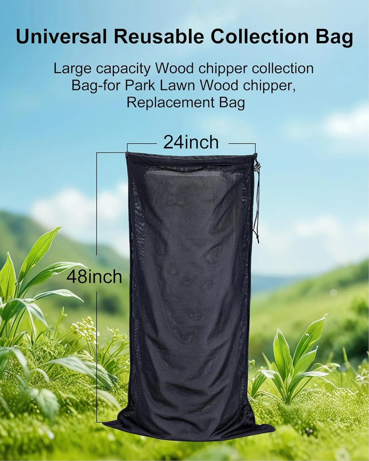 Wood Chipper Shredder Bag - Extra Large 24" x 48" Leaf Mulcher Shredder Collection Bag for Troy Bilt Wood Slicer Splitter Chipper Lawn Machine Universal Parts -2 Packs