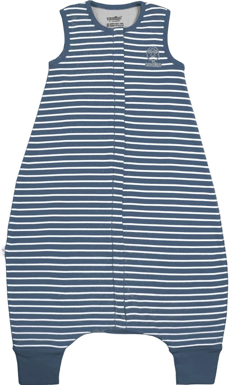 Woolino 4 Season Baby Sleep Bag with feet, Australian Merino Wool and Organic Cotton, 6-18 Months, Navy Blue
