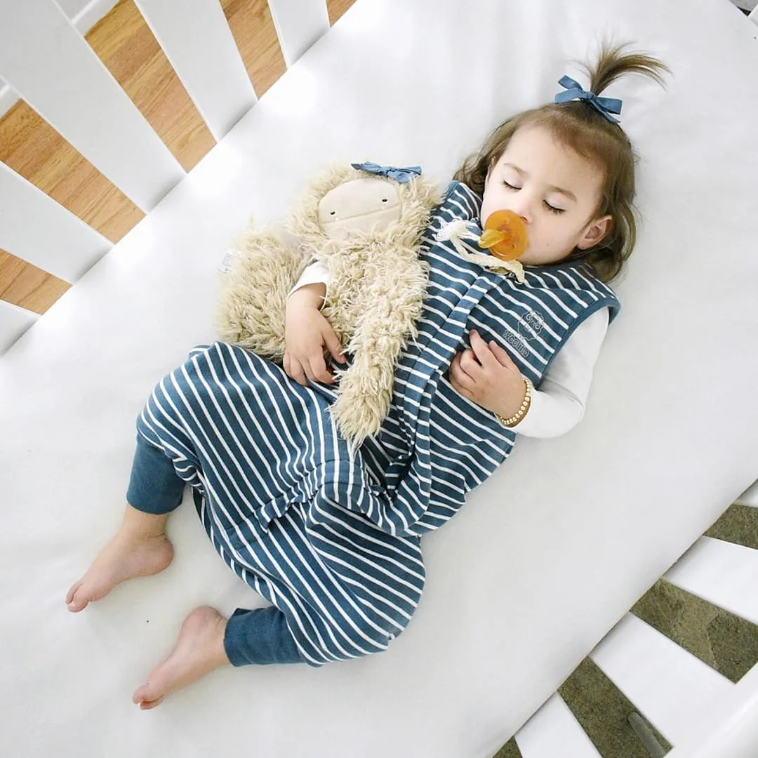 Woolino 4 Season Baby Sleep Bag with Feet Holes, Australian Merino Wool and Organic Cotton, Toddler Sleeping Bag, 18-36mo, Navy Blue