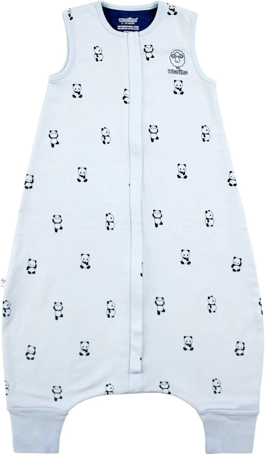 Woolino 4 Season Baby Sleep Bag with feet, Merino Wool and Organic Cotton Walker Sleep Bag or Sack, Toddler Sleeping Bag, 18-36m, Panda