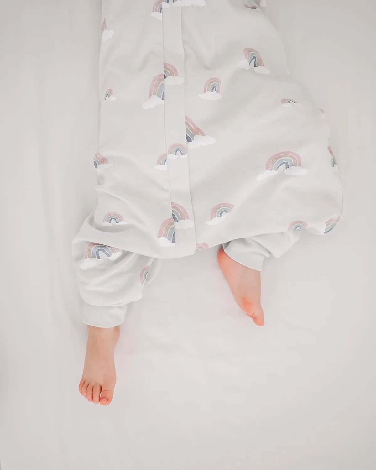 Woolino 4 Season Baby Sleep Bag with feet, Merino Wool and Organic Cotton Walker Sleep Sack, Toddler Sleeping Bag, 18-36m, Rainbow