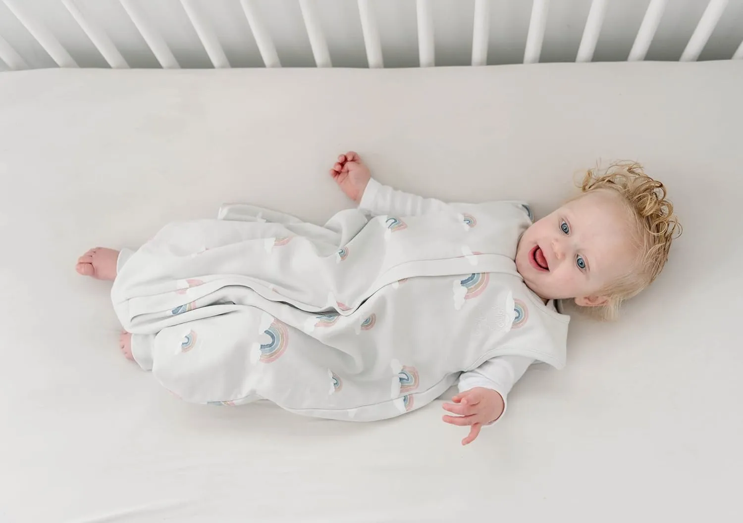 Woolino 4 Season Baby Sleep Bag with feet, Merino Wool and Organic Cotton Walker Sleep Sack, Toddler Sleeping Bag, 18-36m, Rainbow