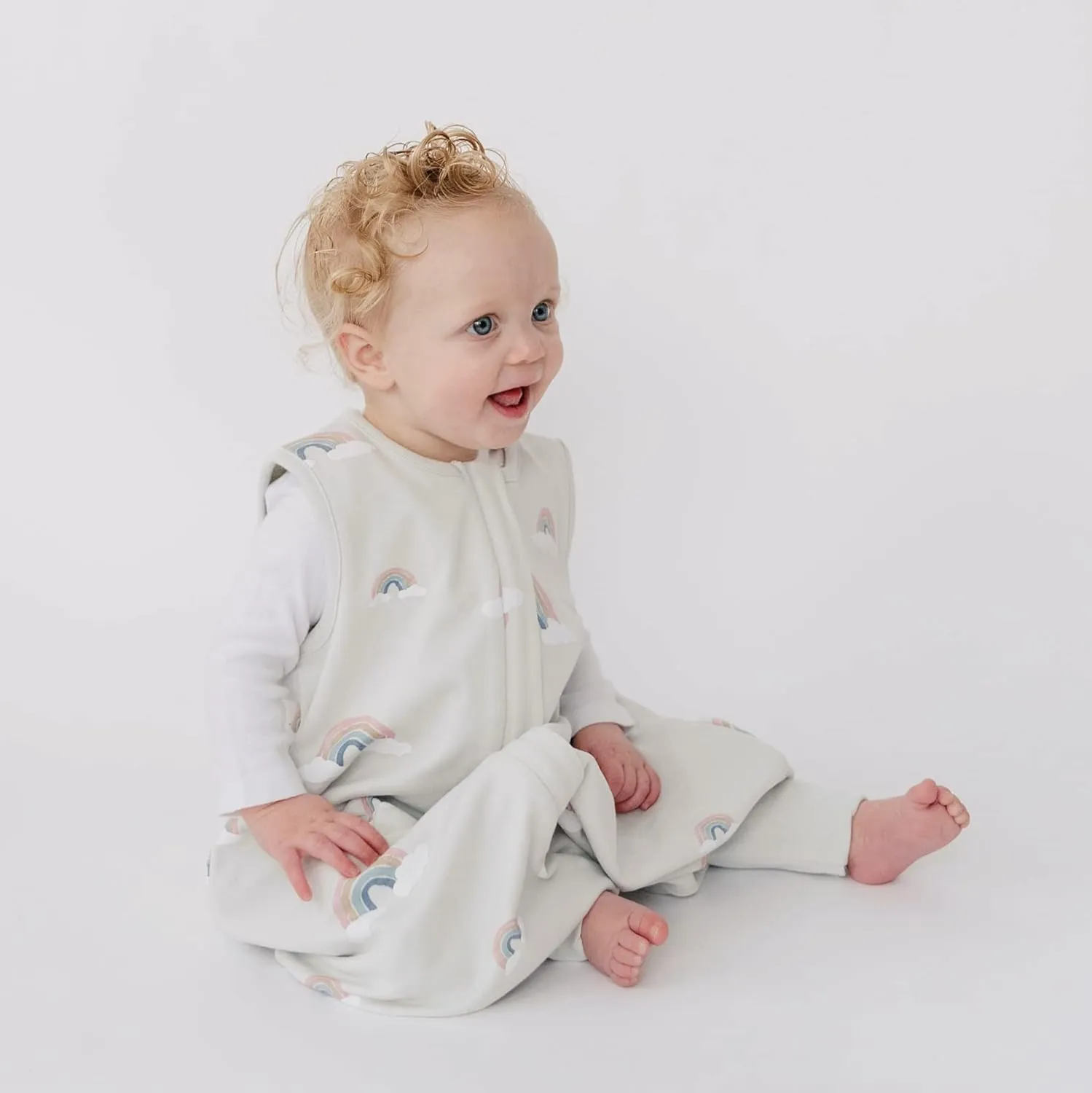 Woolino 4 Season Baby Sleep Bag with feet, Merino Wool and Organic Cotton Walker Sleep Sack, Toddler Sleeping Bag, 18-36m, Rainbow