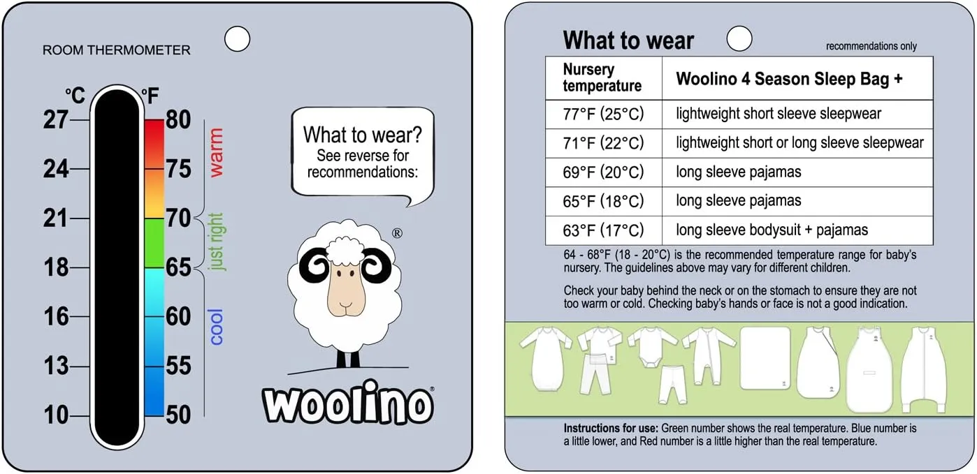 Woolino 4 Season Baby Sleep Bag with legs opening, Merino Wool and Organic Cotton, 6-18m, Butterfly