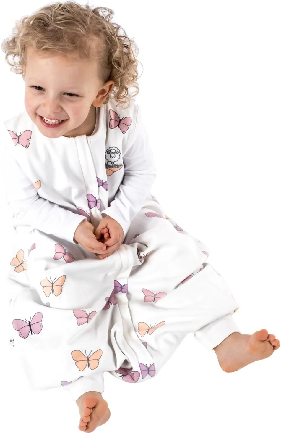 Woolino 4 Season Baby Sleep Bag with legs opening, Merino Wool and Organic Cotton, 6-18m, Butterfly