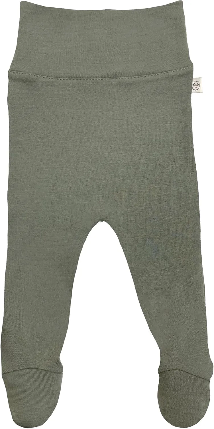 Woolino Baby Footed Romper Pants, 100% Merino Wool Baby Pants, Newborn Pants with Footies for Infant Boy & Girl