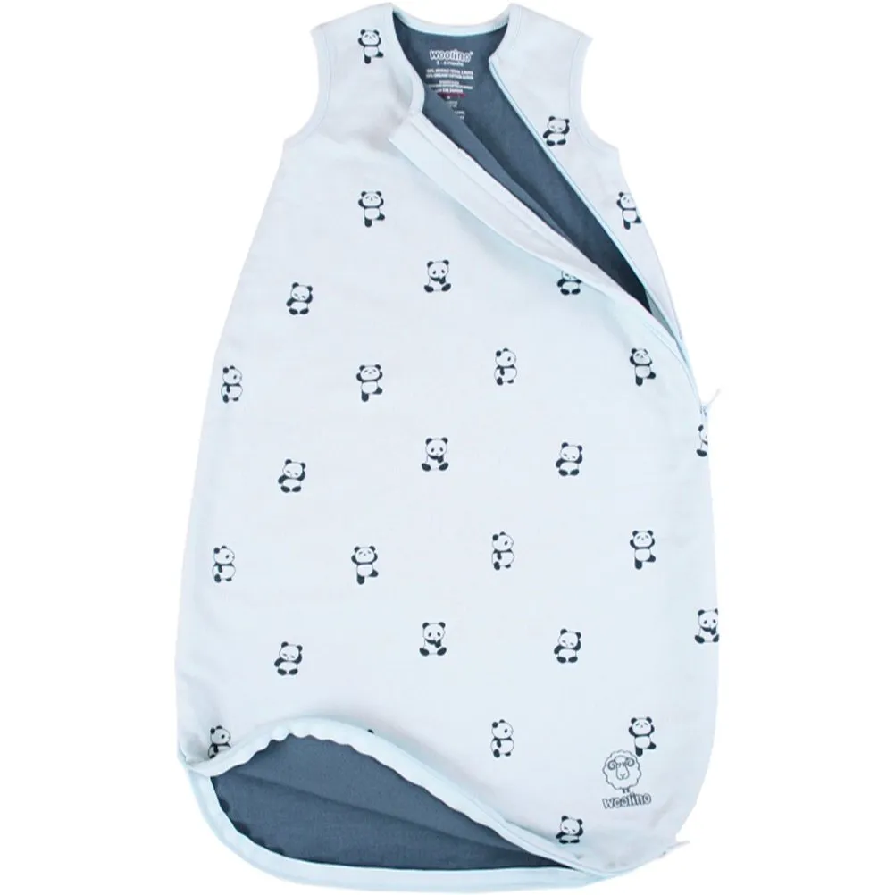 Woolino Merino Wool and Organic Cotton Baby Sleep Bag - 4 Season Classic Sleep Sack for Baby - Two-Way Zipper Sleeping Bag for Baby and Toddler - 0-6 Months - Panda
