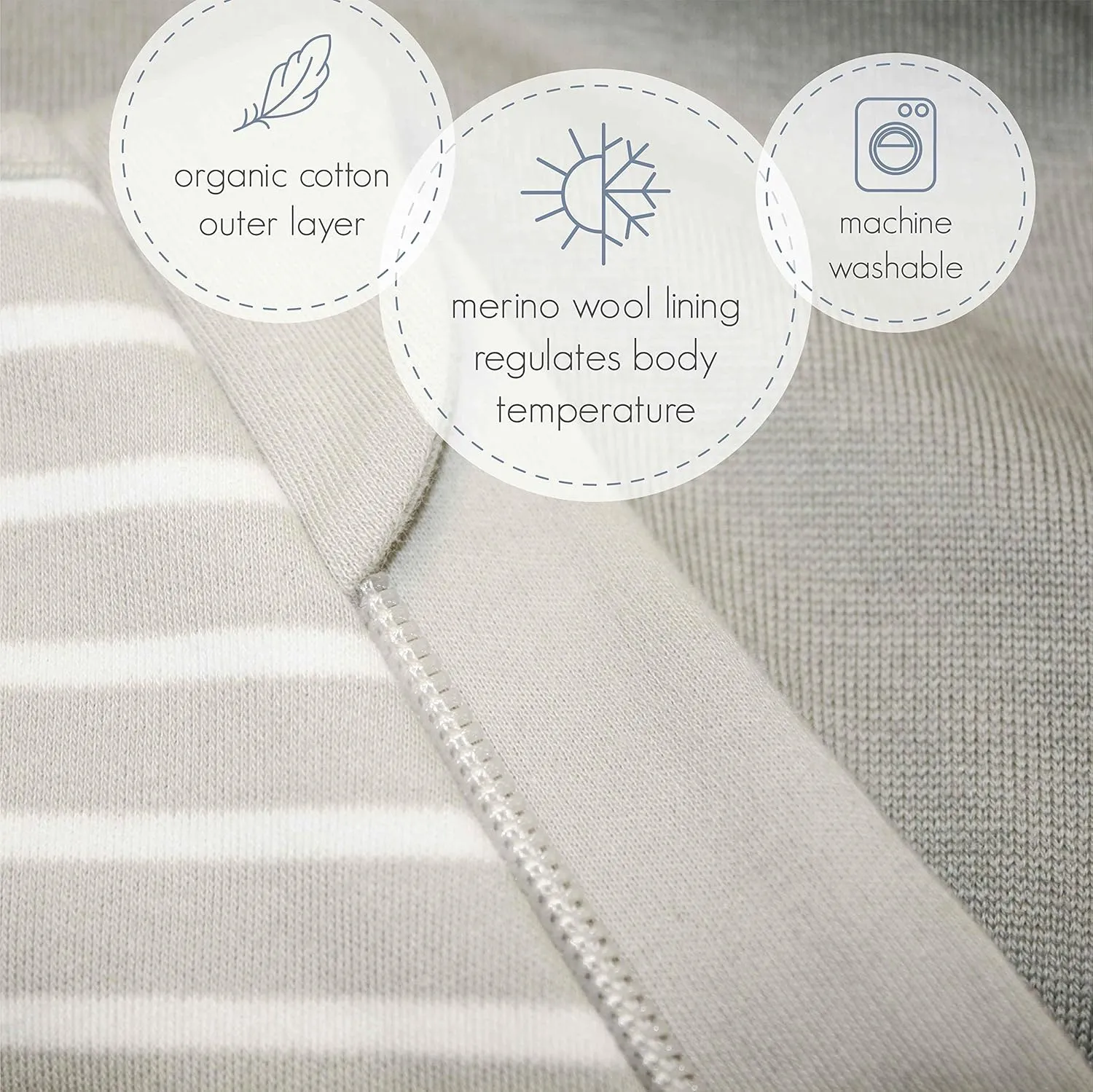 Woolino Merino Wool and Organic Cotton Baby Sleeping Bag - 4 Season Classic Sleep Sack - Two-Way Zipper Sleeping Bag for Baby and Toddler - 18-36 Months - Stars