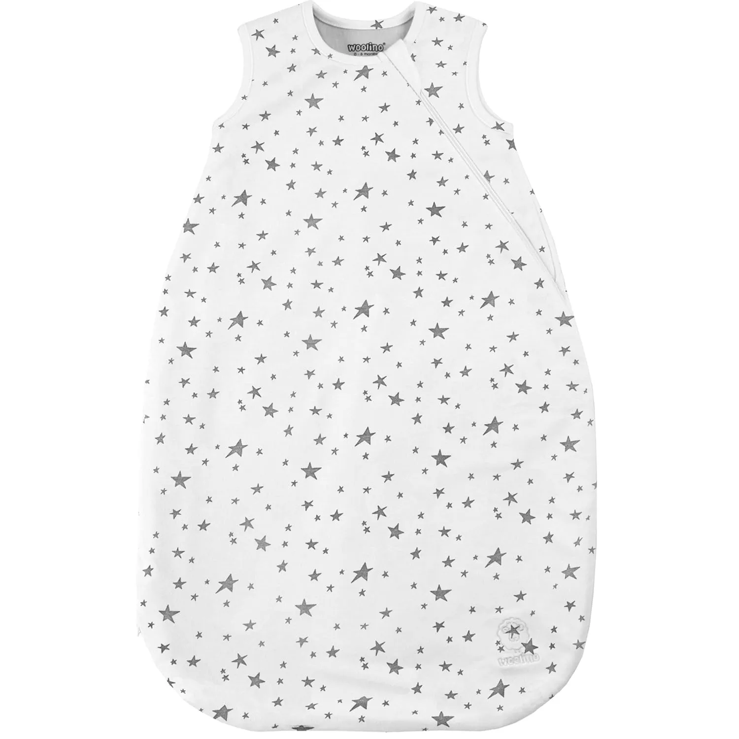 Woolino Merino Wool and Organic Cotton Baby Sleeping Bag - 4 Season Classic Sleep Sack - Two-Way Zipper Sleeping Bag for Baby and Toddler - 18-36 Months - Stars