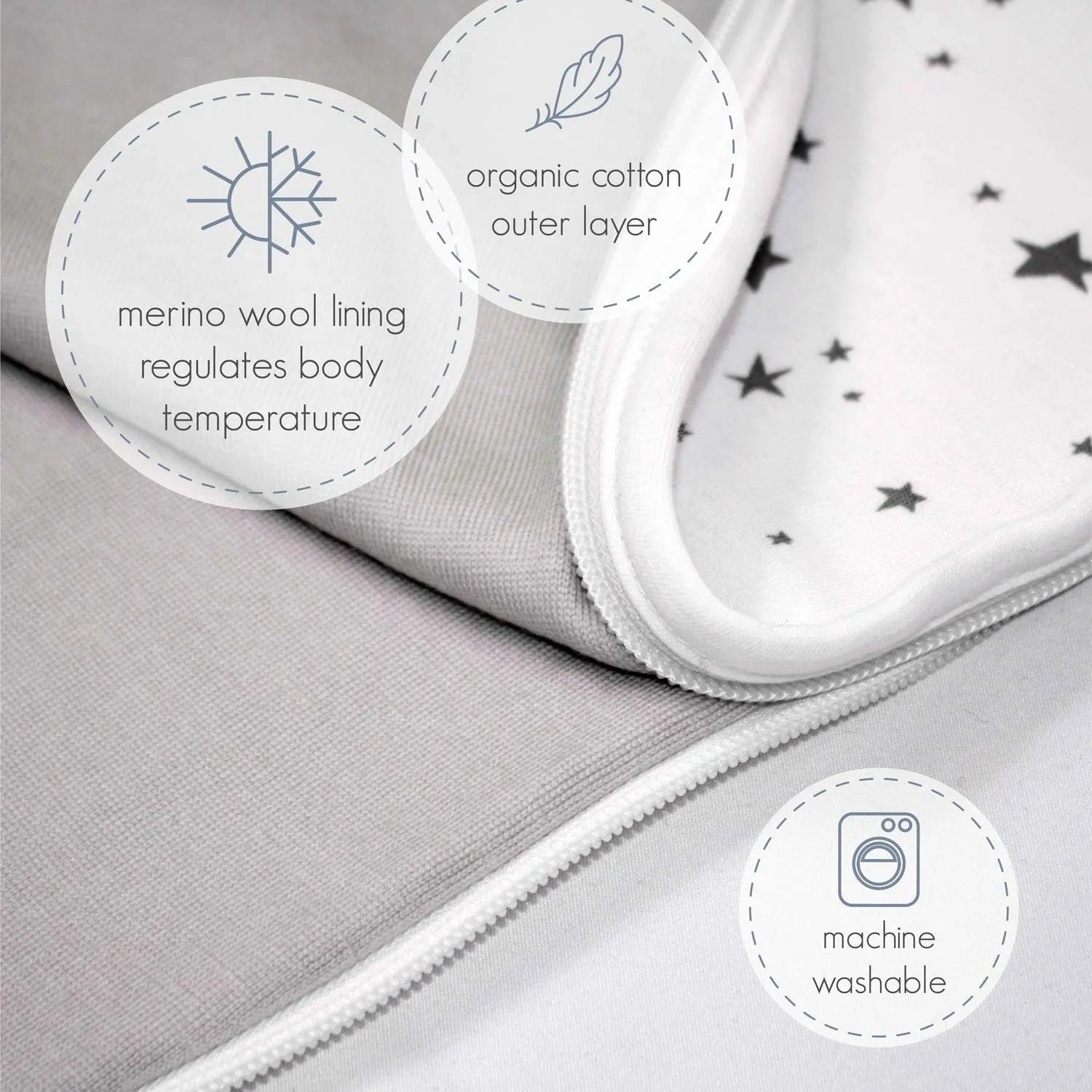Woolino Toddler Sleeping Bag, 4 Season, Merino Wool and Organic Cotton Baby Wearable Blanket, 2-4 Years