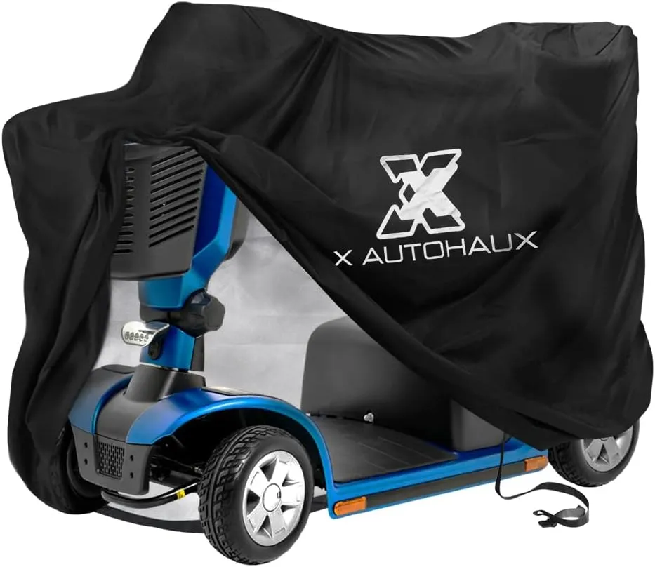 X AUTOHAUX 3 or 4 Wheel Mobility Scooter Cover Waterproof Sun Rain Wind Protection for Motorcycle Scooter 72x30x62 inch