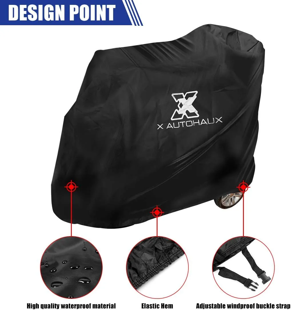 X AUTOHAUX 3 or 4 Wheel Mobility Scooter Cover Waterproof Sun Rain Wind Protection for Motorcycle Scooter 72x30x62 inch