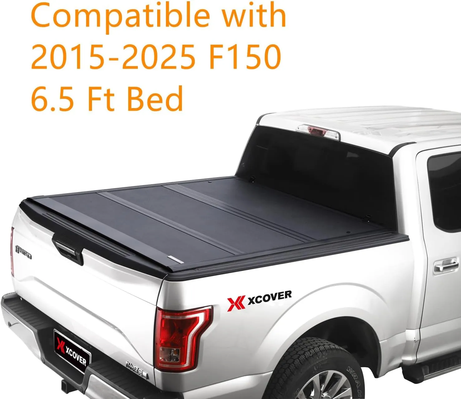 Xcover Low Profile Hard Folding Truck Bed Tonneau Cover, Compatible with 2015-2025 F150 Pickup 6.5 Ft Bed