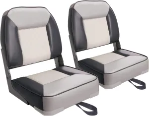 XGEAR Deluxe Low/High Back Boat Seat, Fold-Down Fishing Boat Seat