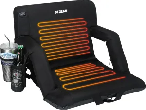 XGEAR Heated Stadium Seats with Back Support Water Resistant and Lightweight Stadium Chair，Upgraded 3 Levels of Heat， 6 Reclining Positions Adjustable Foldable Chair