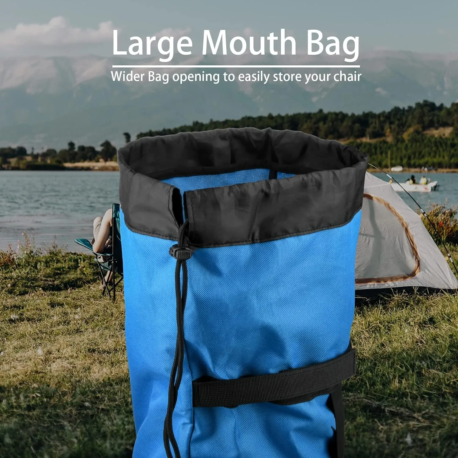 Xxerciz Camp Chair Replacement Bag, 48 inches Heavy Duty Large Storage Bag, Nylon Folding Chair Carry Bag with Shoulder Strap Foldable Blue for Outdoor Camping Travel (Chair is not Included)