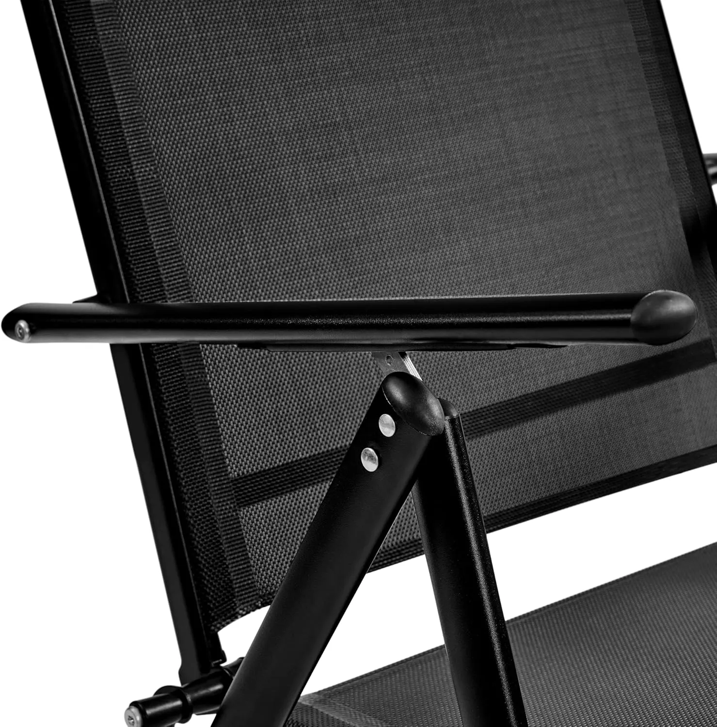 Yaheetech Patio Folding Dining Chairs Set of 4, Stackable Outdoor Lawn Chairs with 8 Adjustable Back Positions and Armrest for Garden, Lawn, Yard and Beach, Black