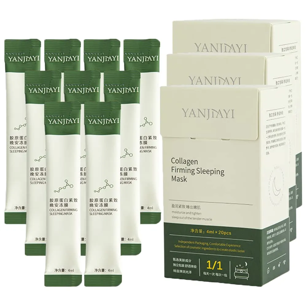 YANJIAYI Collagen Firming Sleeping Mask, YANJIAYI Collagen Mask, YANJIAYI Collagen Sleeping Mask, Wash Free Collagen Firming Mask, Korean Collagen Firming Mask Face Care Moisturizing Mask (3Pack(60PCS))